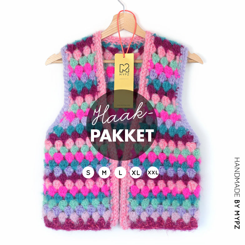 Haakpakket - MYPZ Mohair Granny stripes gilet Milano (ENG-NL)