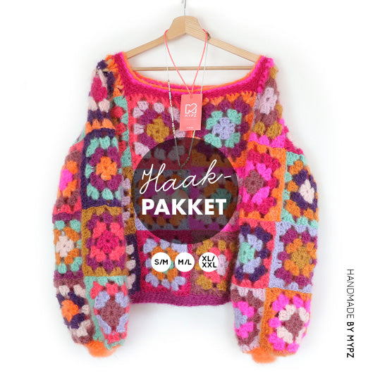 Haakpakket - MYPZ Granny square Mohair trui Flora (ENG-NL)