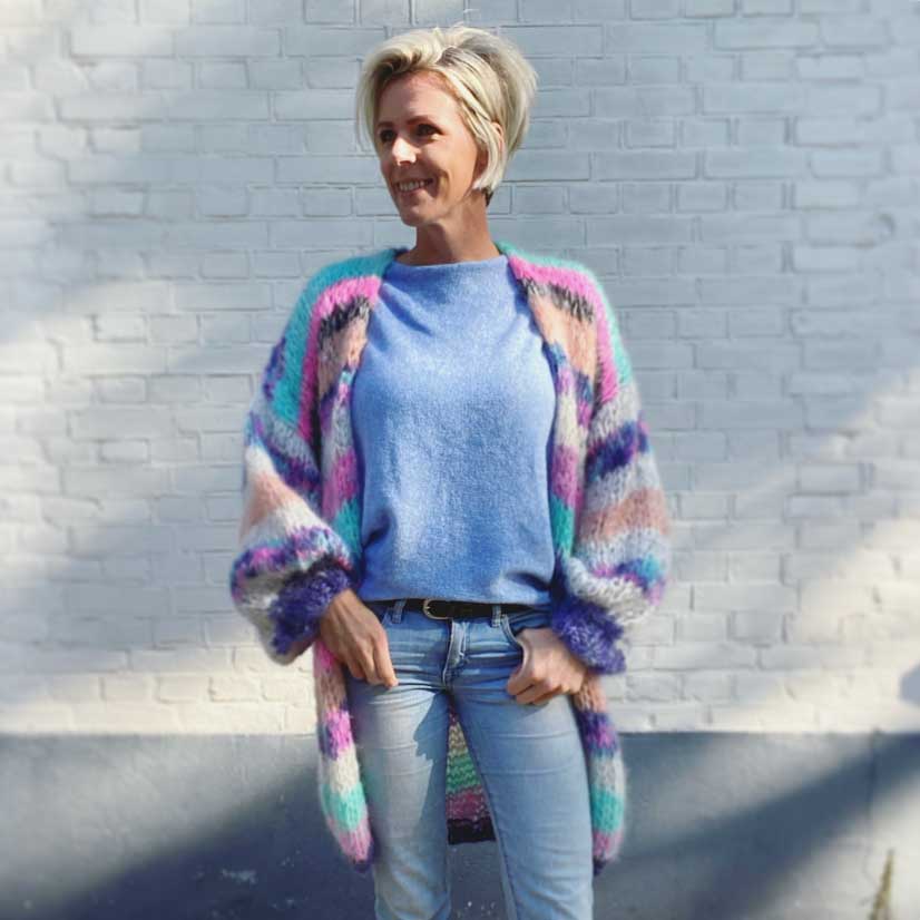 MYPZ half long striped funky mohair cardigan