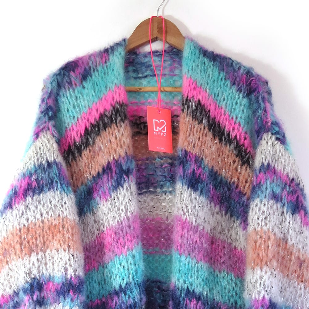 MYPZ half long striped funky mohair cardigan