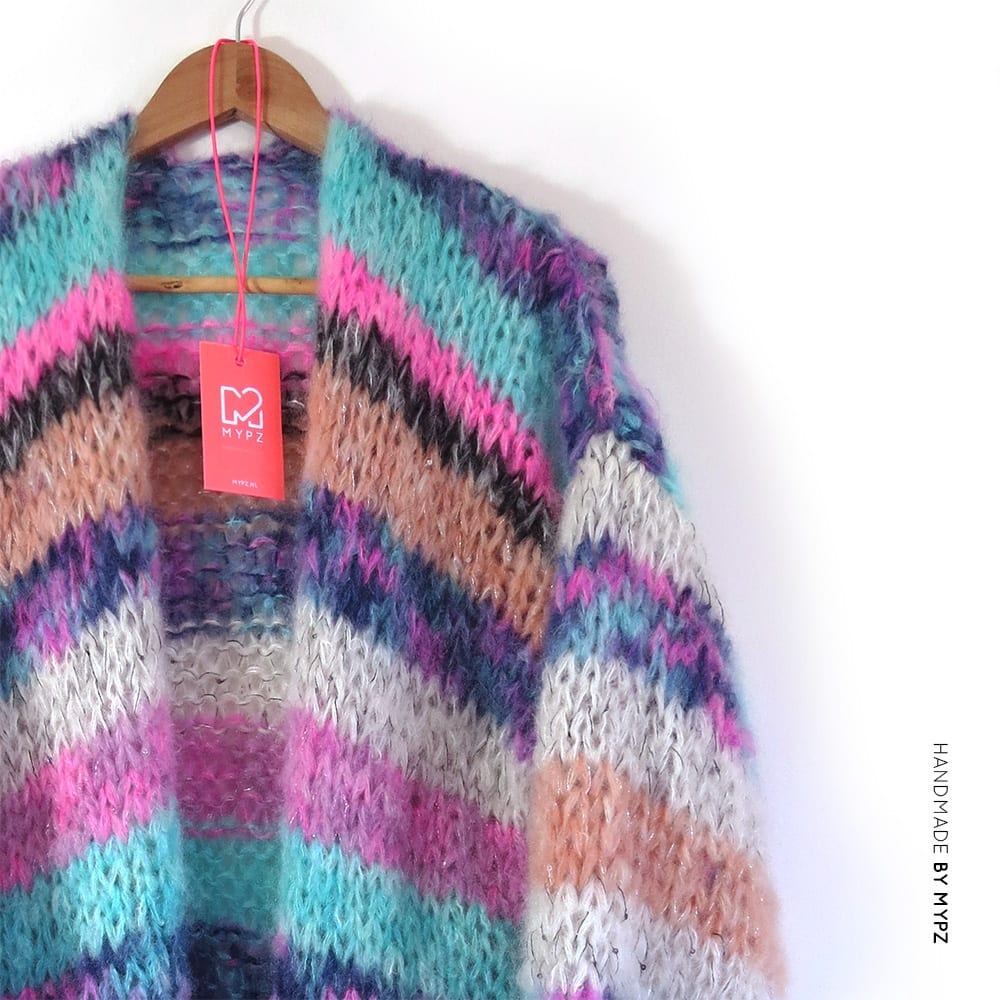 MYPZ half long striped funky mohair cardigan