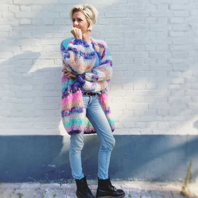 MYPZ half long striped funky mohair cardigan