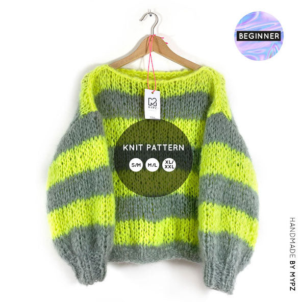 Breipatroon – MYPZ basic BIG chunky mohair trui NEON voor beginners NO.15 (ENG-NL)