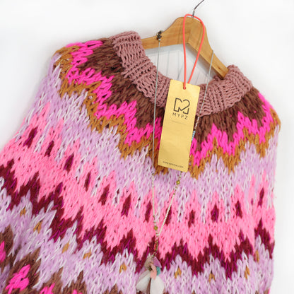 Breipakket – MYPZ Chunky Topdown Alpaca Pullover Framboos nr. 12 (ENG-DE-NL-ES-FR-IT-DA-SV-NO)