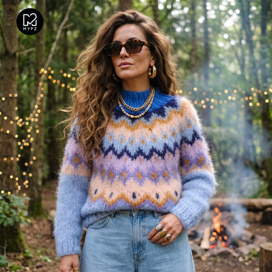 Breipakket - MYPZ Chunky Topdown mohairtrui Blueberry nr.12 (ENG-DE-NL-ES-FR-IT-DA-SV-NO)