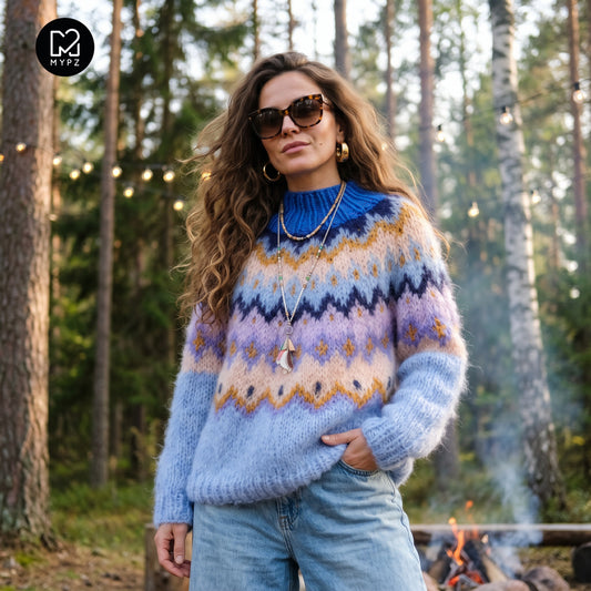 Breipatroon – MYPZ Chunky Topdown Mohairtrui Blueberry nr. 12 (ENG-DE-NL-ES-FR-IT-DA-SV-NO)