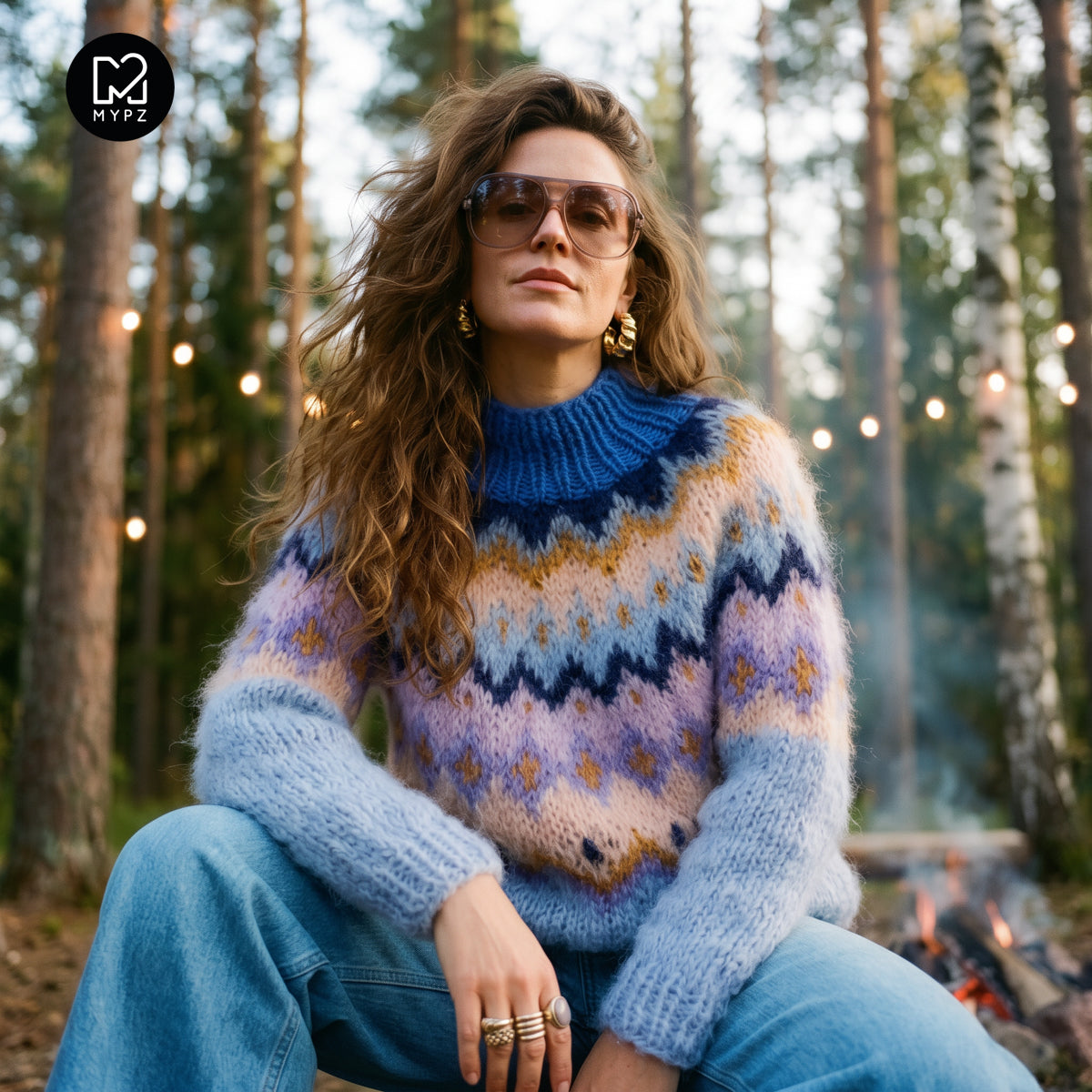 MYPZ Chunky top-down mohairtrui Blueberry