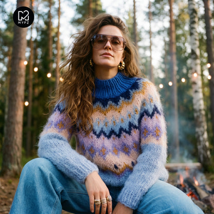 MYPZ Chunky top-down mohairtrui Blueberry