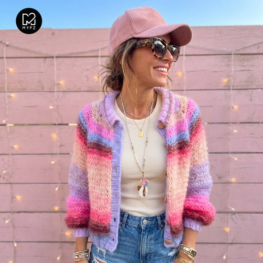 Breipakket – MYPZ top-down bomber cardigan Blush en Rouge No10 (ENG-NL-DE)