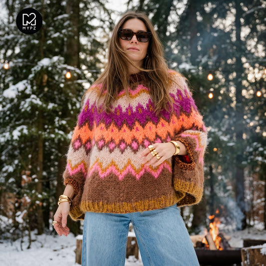 Breipatroon – MYPZ Chunky Topdown Mohair Poncho Brownberry No.12 (ENG-DE-NL-ES-FR-IT-DA-SV-NO)