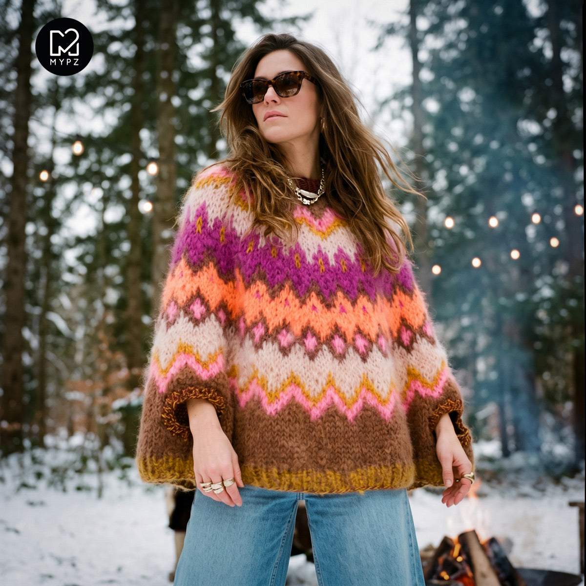 Breipatroon – MYPZ Chunky Topdown Mohair Poncho Brownberry No.12 (ENG-DE-NL-ES-FR-IT-DA-SV-NO)