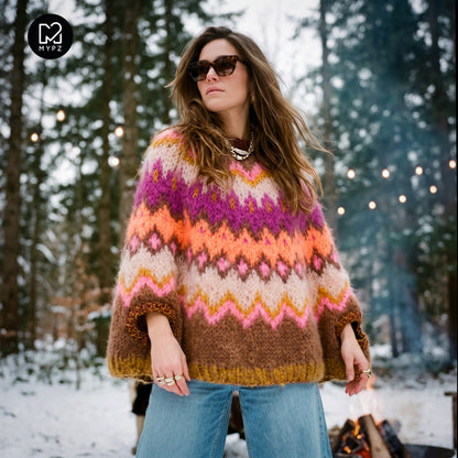 Breipatroon – MYPZ Chunky Topdown Mohair Poncho Brownberry No.12 (ENG-DE-NL-ES-FR-IT-DA-SV-NO)