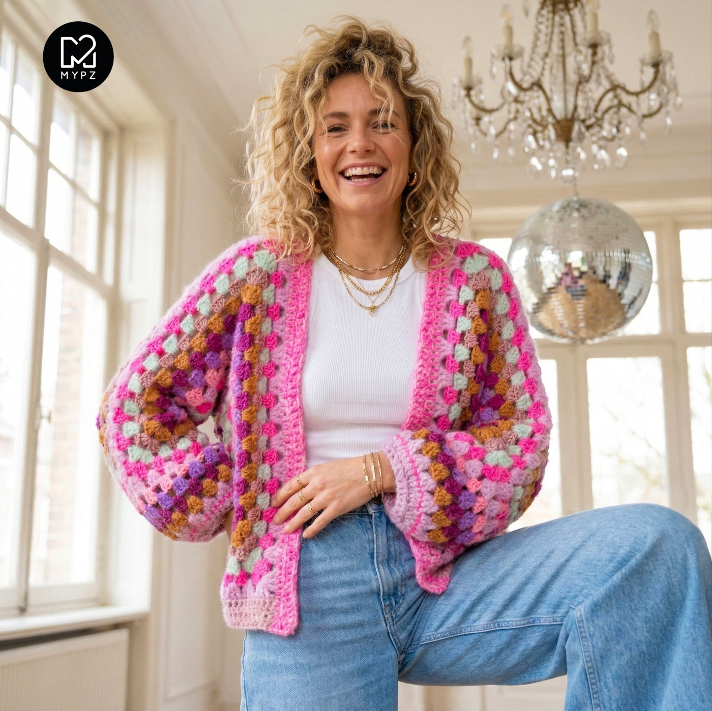 Crochet pattern - MYPZ Hexagon Cardigan Violet Pop (ENG-NL-DE-FR