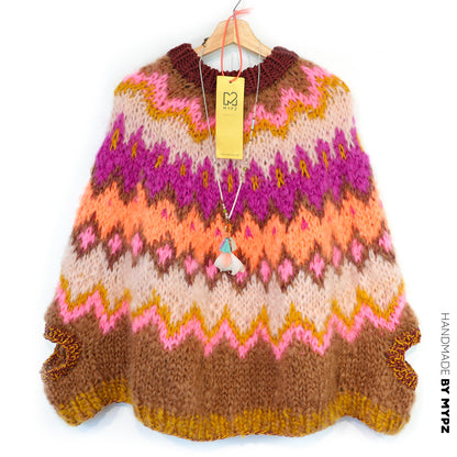 Breipatroon – MYPZ Chunky Topdown Mohair Poncho Brownberry No.12 (ENG-DE-NL-ES-FR-IT-DA-SV-NO)