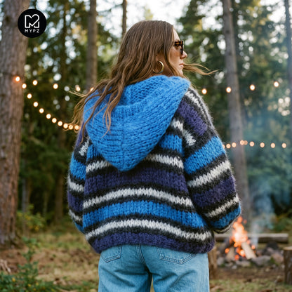 Breipatroon - MYPZ Chunky Mohair Bomber Cardigan Blue nr. 15 (ENG-DE-NL-ES-FR-IT-DA-SV-NO)