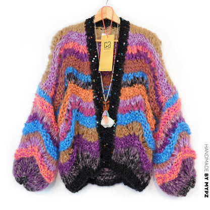 Breipatroon - Kort grofgebreid mohairvest Maple Wave nr.12 (ENG-DE-NL-ES-FR-IT-DA-SV-NO)
