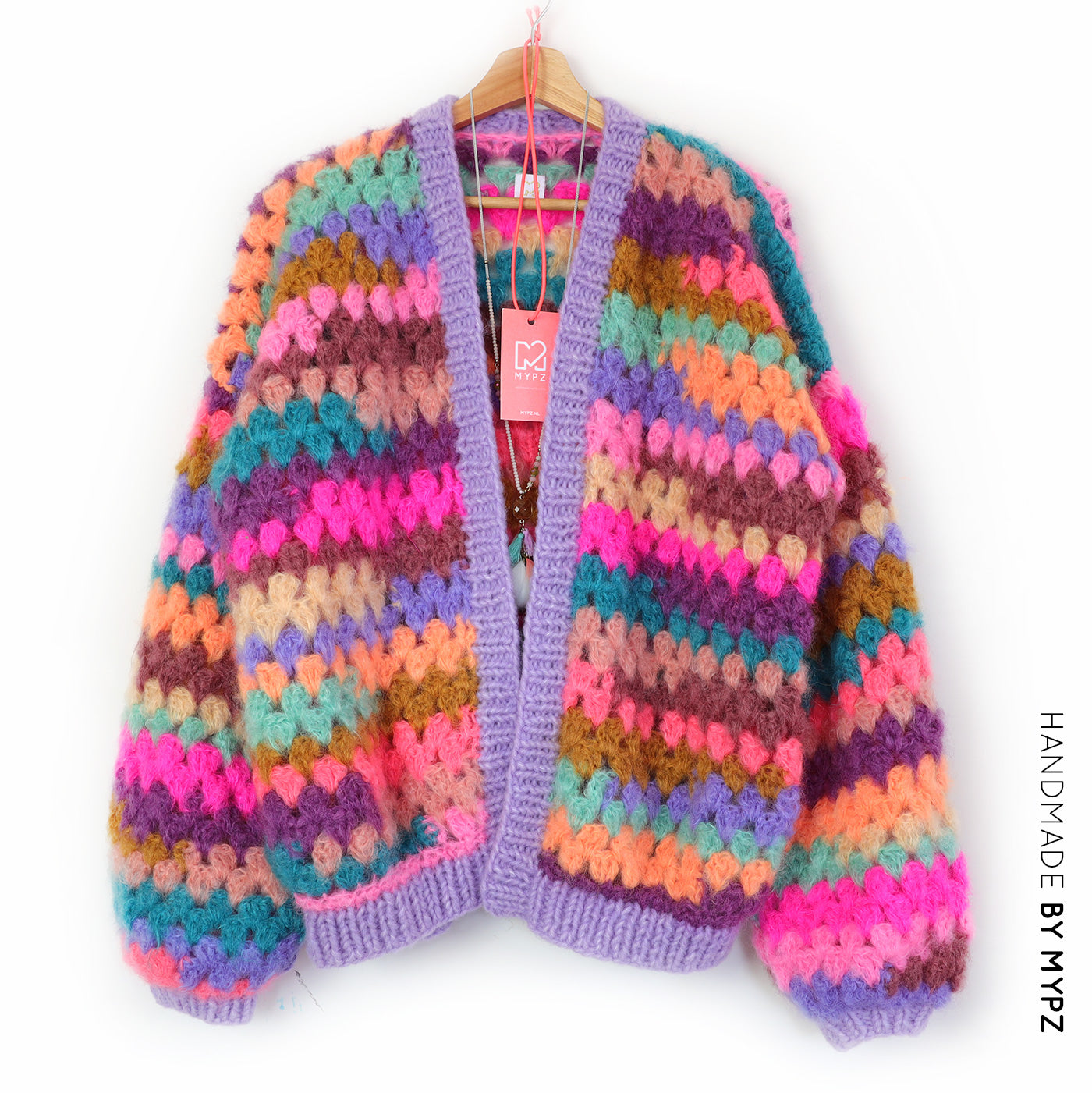 Crochet kit - MYPZ Mohair Granny stripes cardigan Fiesta (ENG-NL)