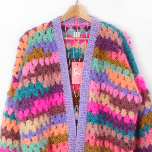 Haakpakket - MYPZ Mohair Granny Stripes-vest Fiesta (ENG-NL-DE)