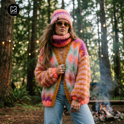 Knitting Kit – Chunky Mohair Jacket Flora No.12 (ENG-DE-NL-ES-FR-IT-DA-SV-NO)