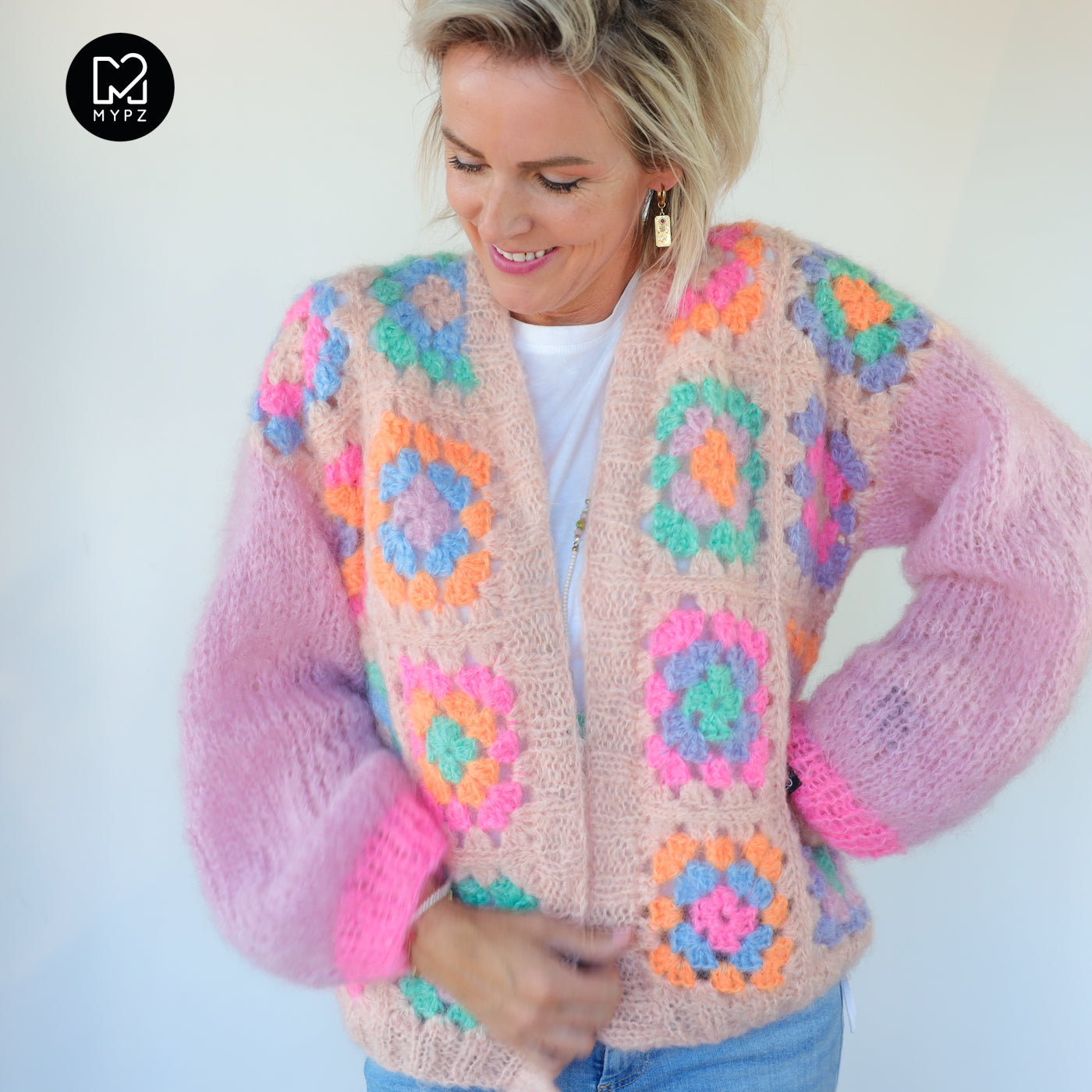 Crochet pattern - MYPZ Granny square mohair cardigan Marshmallow (ENG-NL-DE)