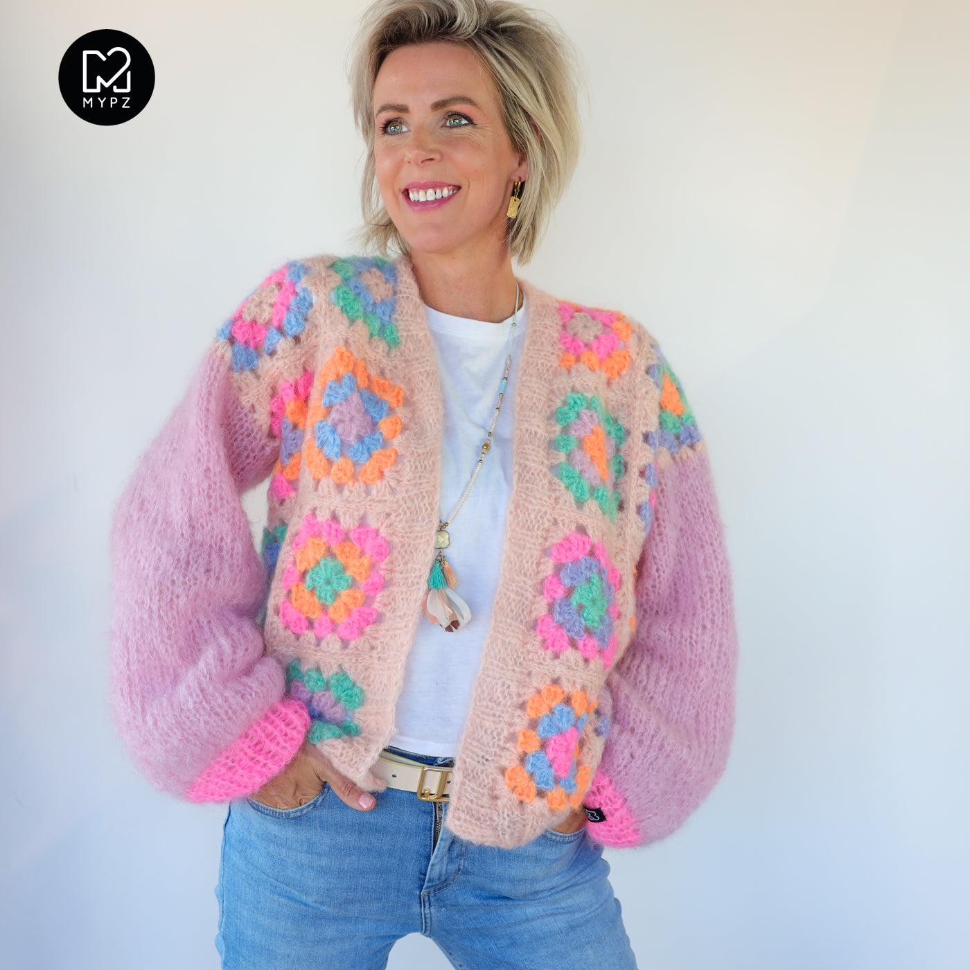 Haakpakket - MYPZ Granny square Mohair vest Marshmallow (ENG-NL-DE)