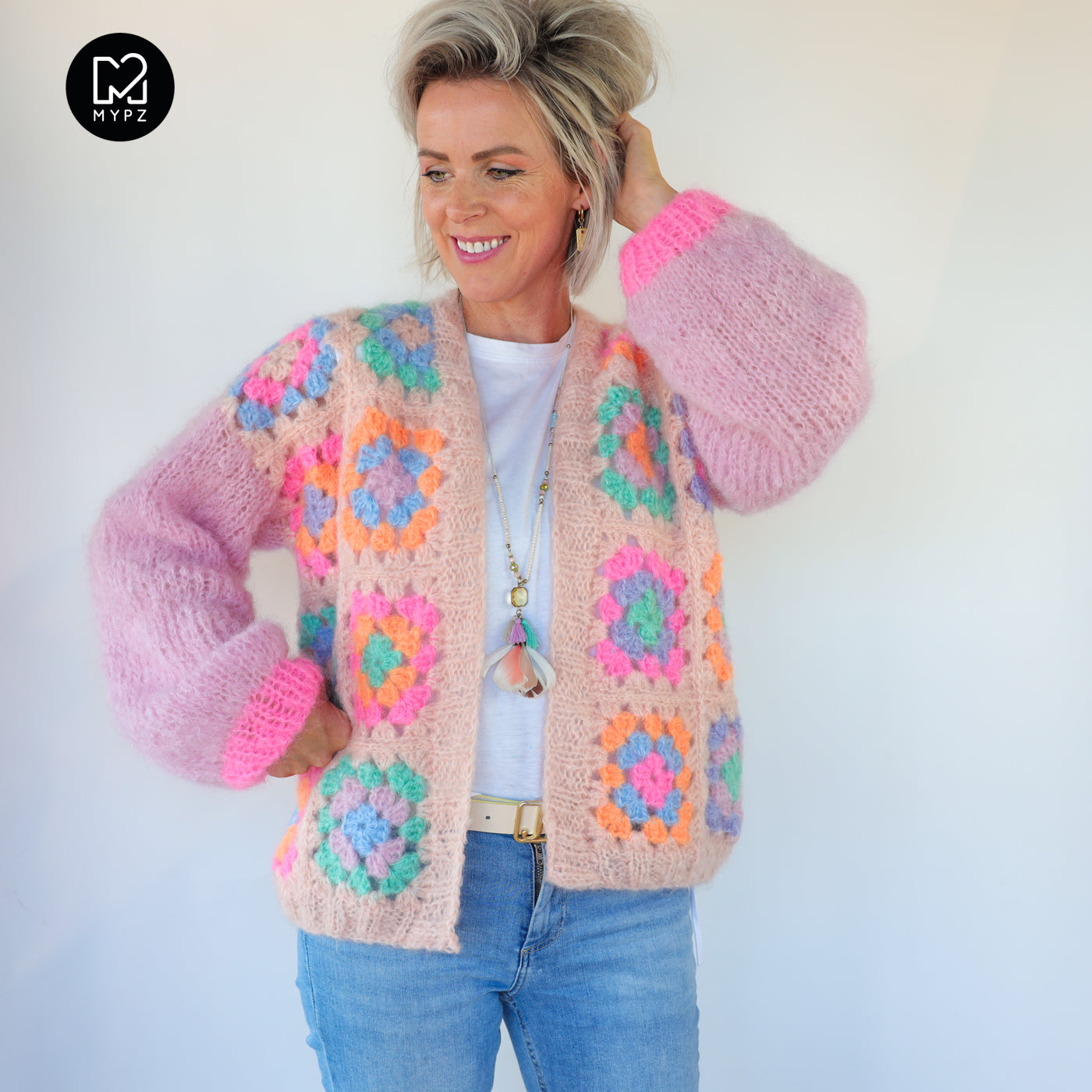 Haakpakket - MYPZ Granny square Mohair vest Marshmallow (ENG-NL-DE)