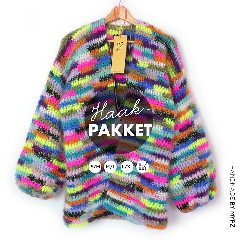 Haakpakket - Chunky Mohair vest Groovy Rainbow (ENG-NL)