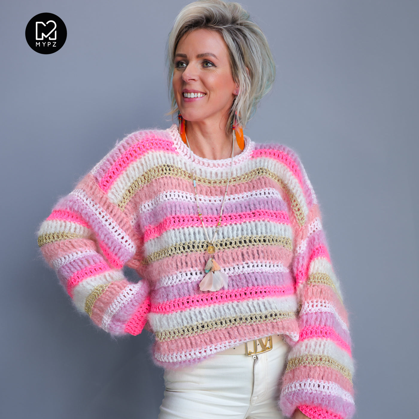 Haakpakket – MYPZ Chunky Mohair-Merino trui Jasmin (ENG-NL-DE)