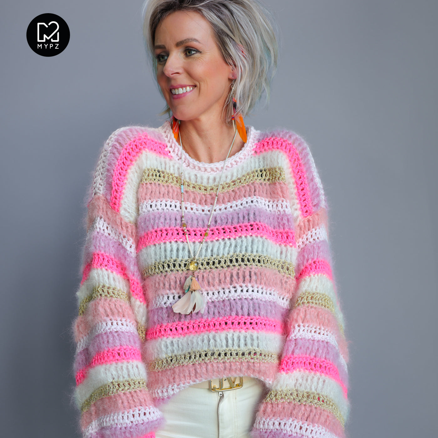 Haakpakket – MYPZ Chunky Mohair-Merino trui Jasmin (ENG-NL-DE)