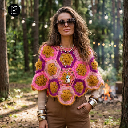 Haakpatroon - MYPZ Poncho Pecan (ENG-DE-NL-ES-FR-IT-DA-SV-NO)