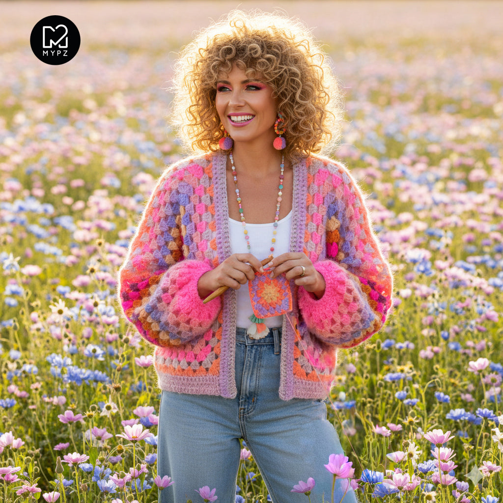Crochet pattern - MYPZ Hexagon Cardigan Pink Vibes (ENG-NL-DE-FR