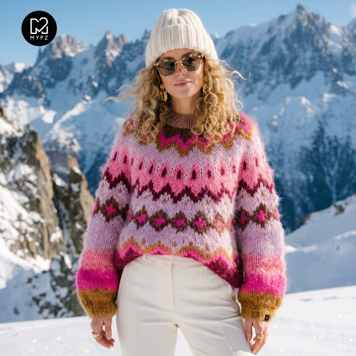 Breipakket – MYPZ Chunky Topdown Alpaca Pullover Framboos nr. 12 (ENG-DE-NL-ES-FR-IT-DA-SV-NO)