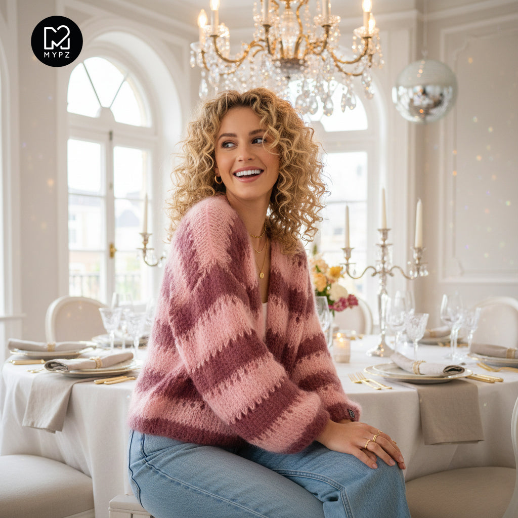 Breipakket – MYPZ kort Light Mohair Cardigan Rose Burgundy No10 (ENG-NL-DE-FR-ES)