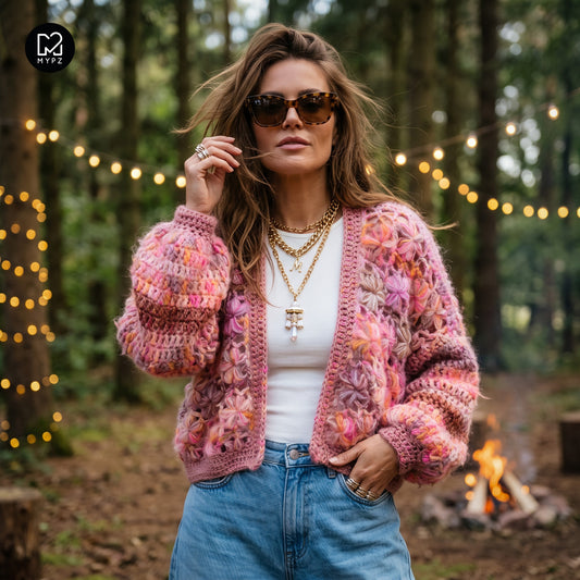 Haakpakket - MYPZ Short Wildflower vest Pecan (ENG-DE-NL-ES-FR-IT-DA-SV-NO)