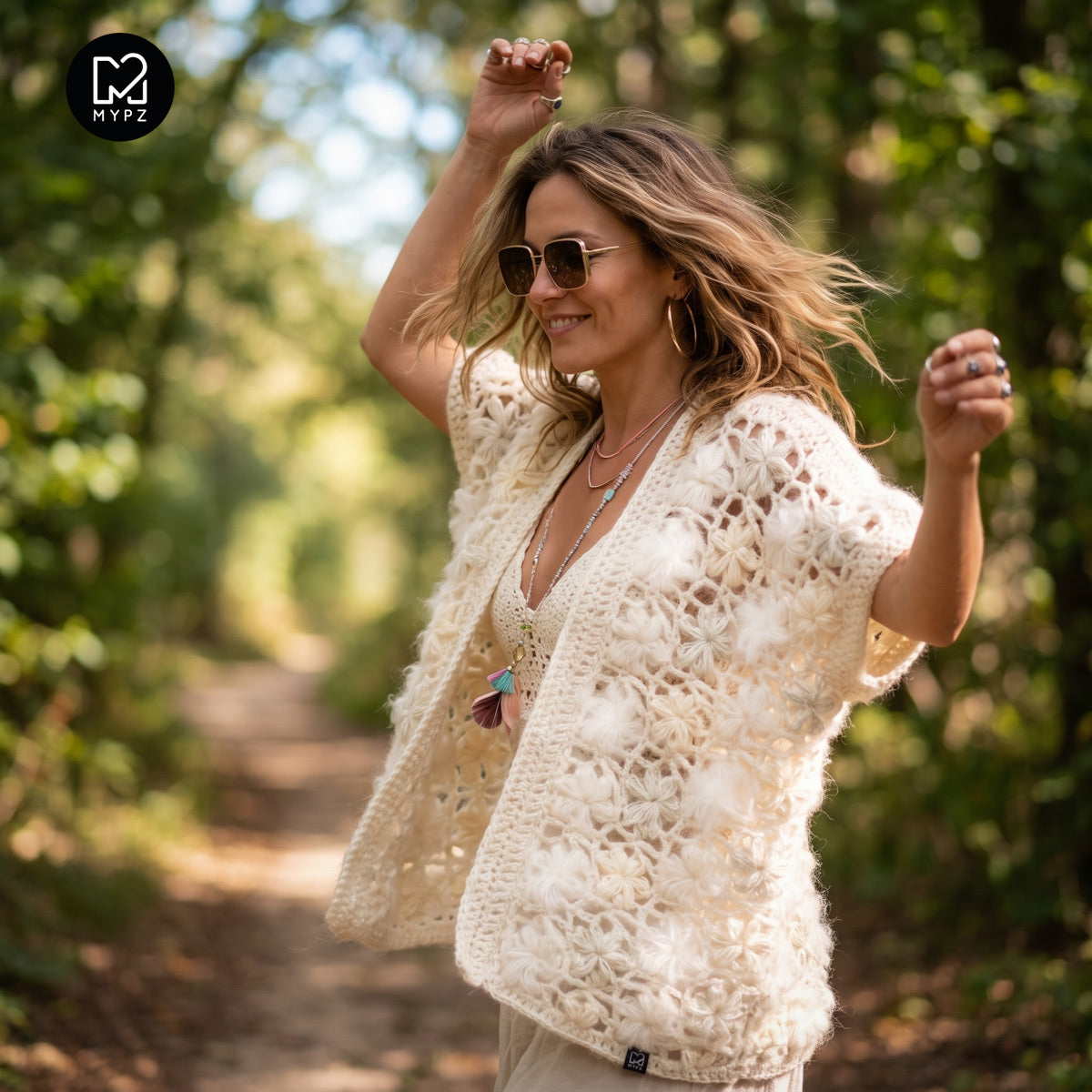 Haakpatroon - MYPZ Wildflower vest Shades of White (ENG-NL-DE-FR-ES)