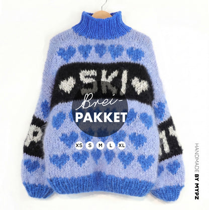 Breipakket – MYPZ Chunky Mohair trui Alpine Blue No.9 (ENG-NL-DE)