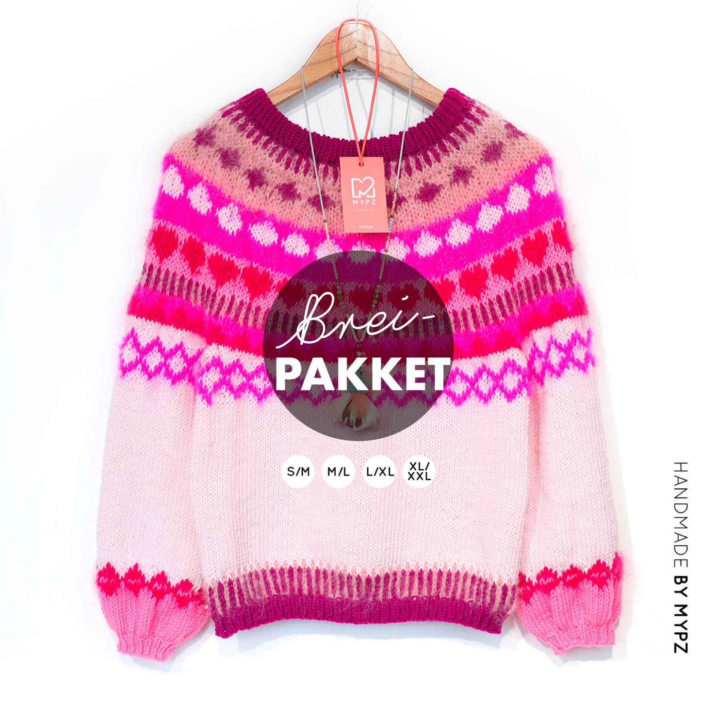 Breipakket – MYPZ top-down trui Pink Hearts No6 (ENG-NL-DE)