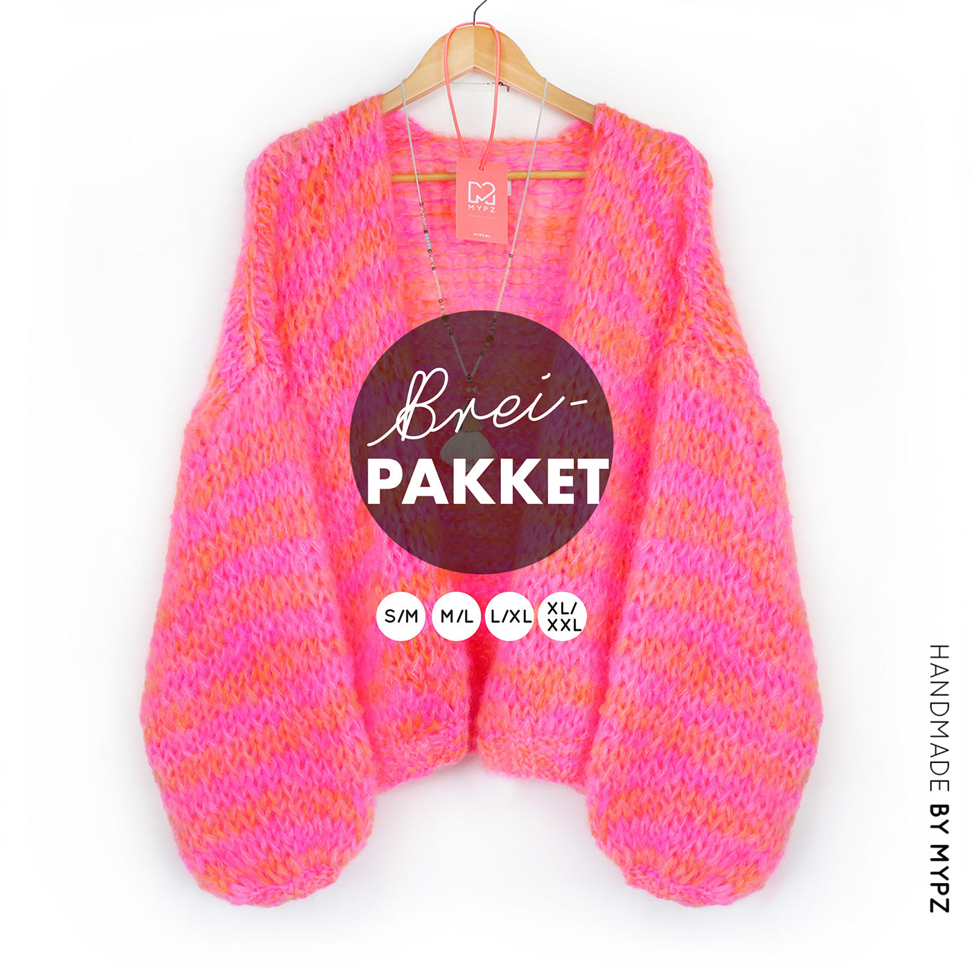 Breipakket – MYPZ kort Chunky Mohair vest Orange-Pink No.15 (ENG-NL)