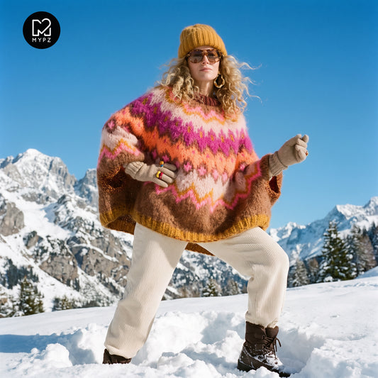 Breipakket – MYPZ Chunky Topdown Mohair Poncho Brownberry nr.12 (ENG-DE-NL-ES-FR-IT-DA-SV-NO)