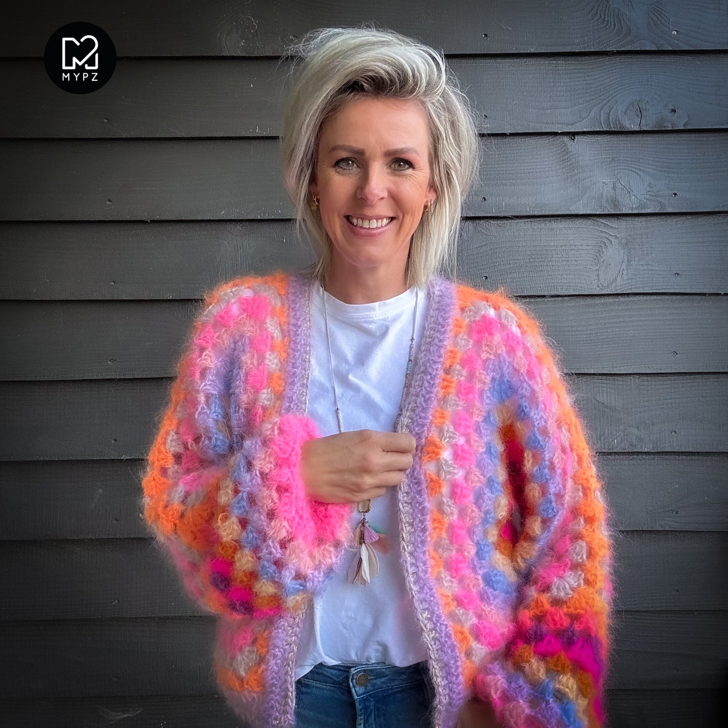 Crochet kit - MYPZ Hexagon Cardigan Pink Vibes (ENG-NL-DE)