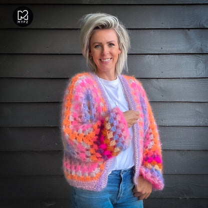 Crochet kit - MYPZ Hexagon Cardigan Pink Vibes (ENG-NL-DE)
