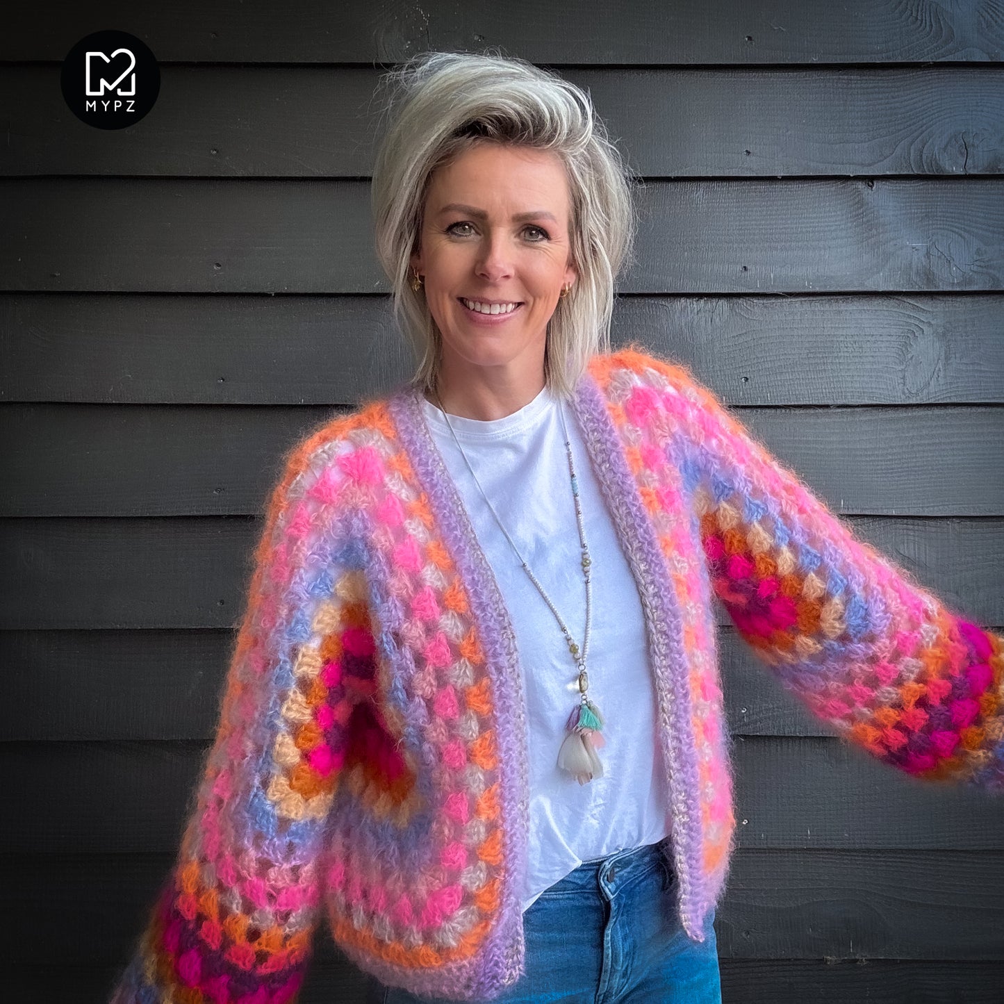 Crochet kit - MYPZ Hexagon Cardigan Pink Vibes (ENG-NL-DE)