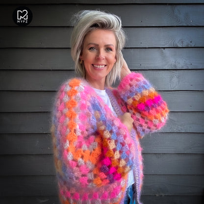 Crochet kit - MYPZ Hexagon Cardigan Pink Vibes (ENG-NL-DE)