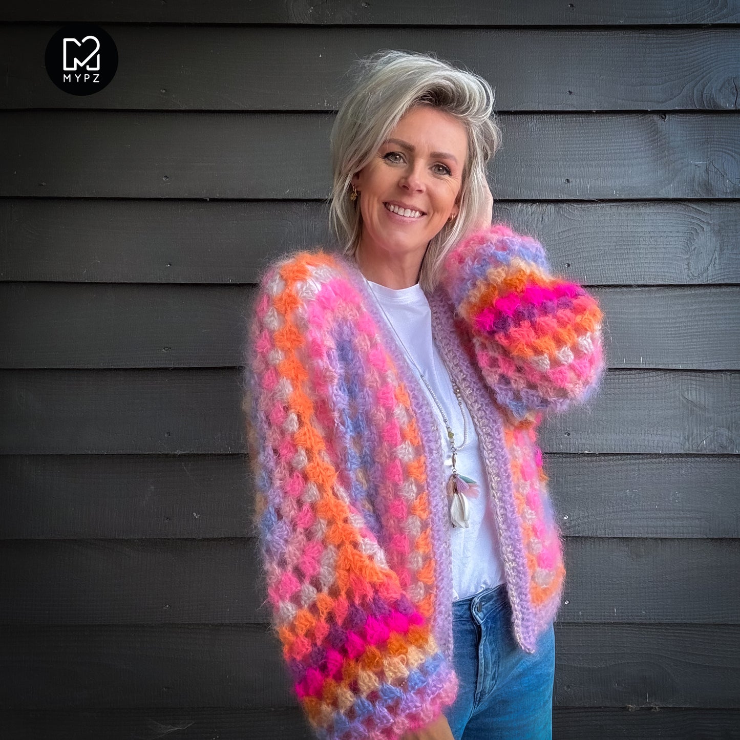Crochet kit - MYPZ Hexagon Cardigan Pink Vibes (ENG-NL-DE)