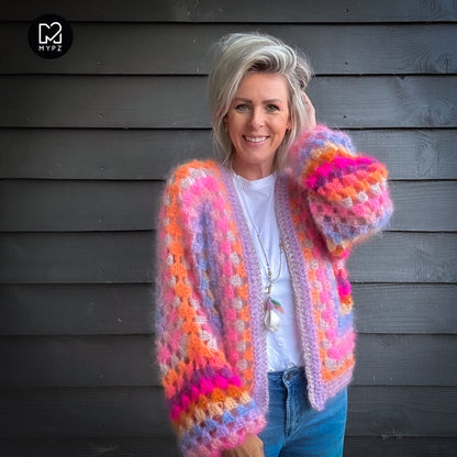Crochet kit - MYPZ Hexagon Cardigan Pink Vibes (ENG-NL-DE)