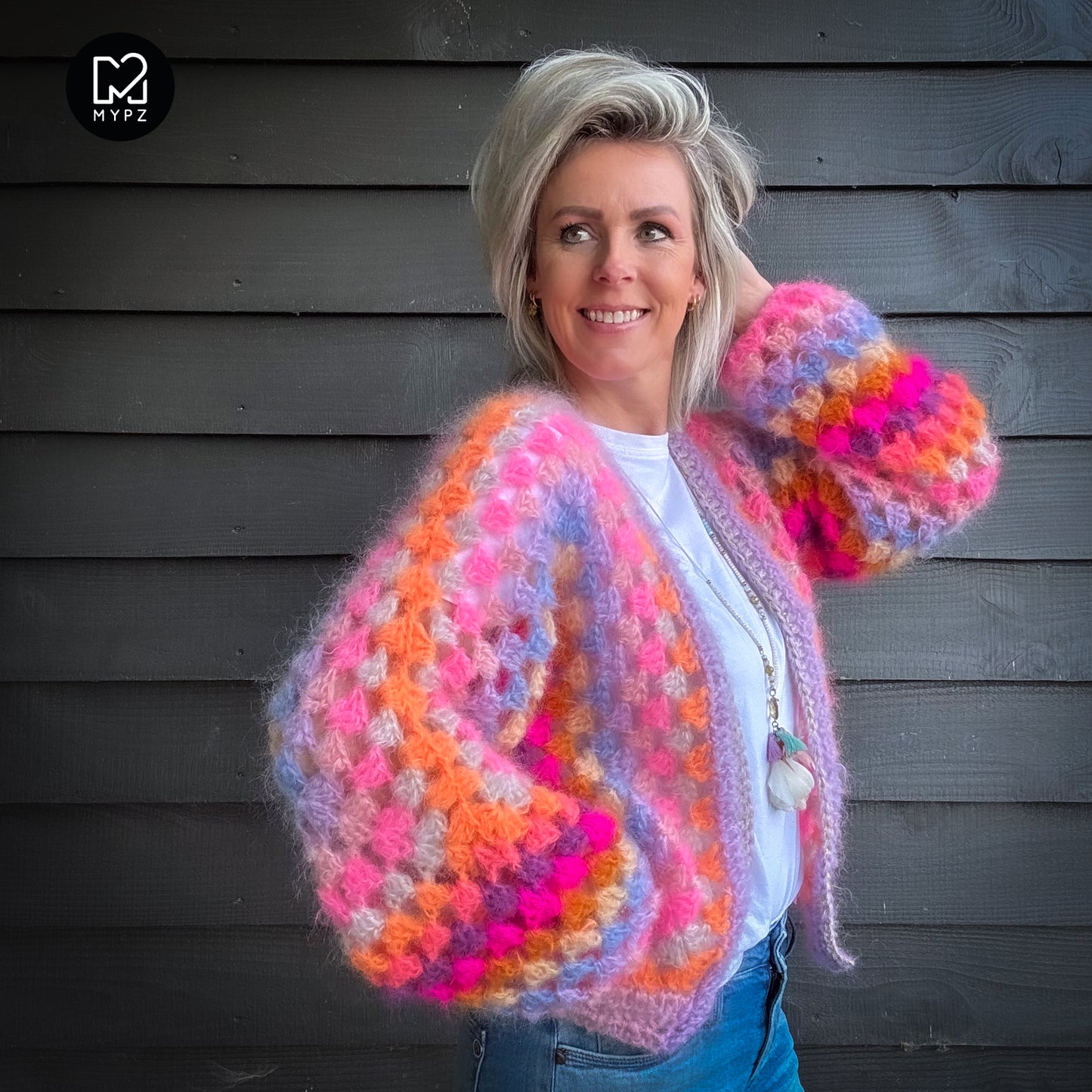 Crochet kit - MYPZ Hexagon Cardigan Pink Vibes (ENG-NL-DE)
