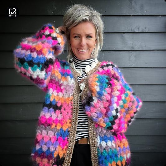 Crochet kit - MYPZ Mohair Granny stripes cardigan Muse (ENG-NL)