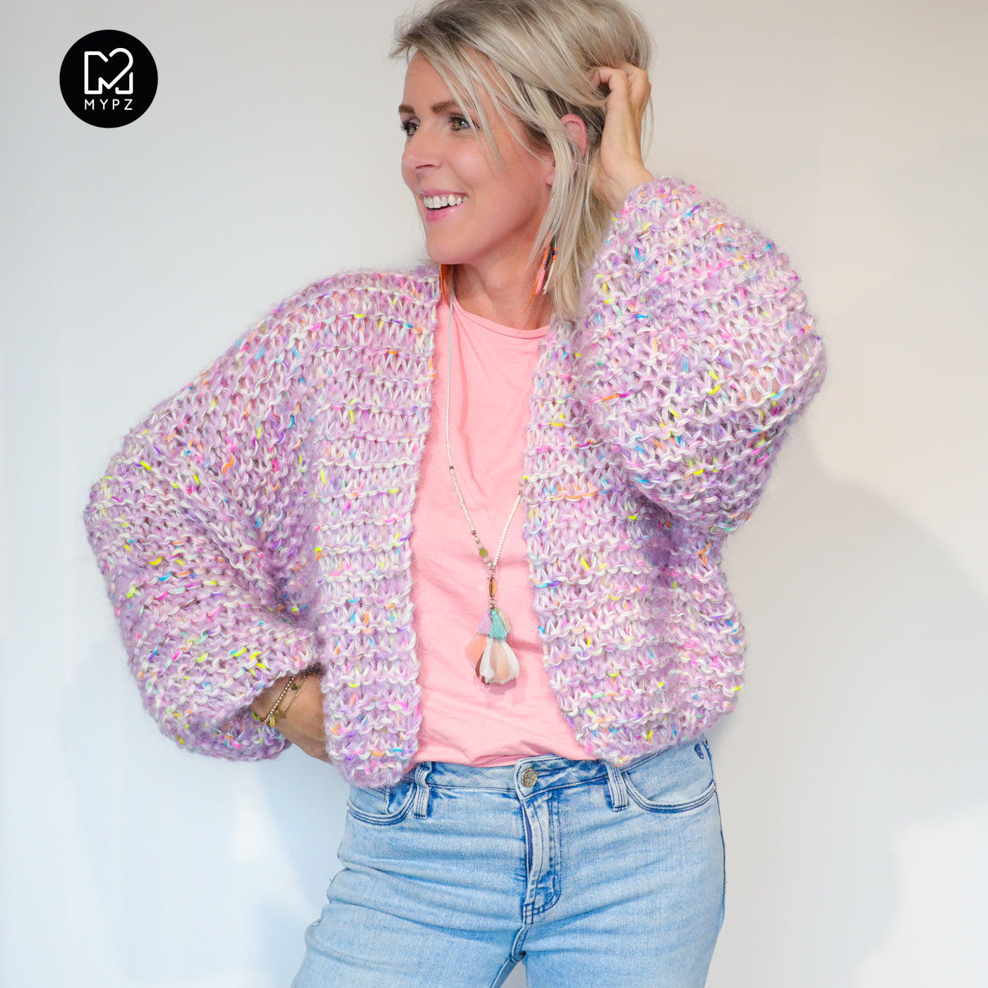 Breipakket – MYPZ kort Chunky Mohair-Merino vest Confetti Nights No.15 (ENG-NL-DE)
