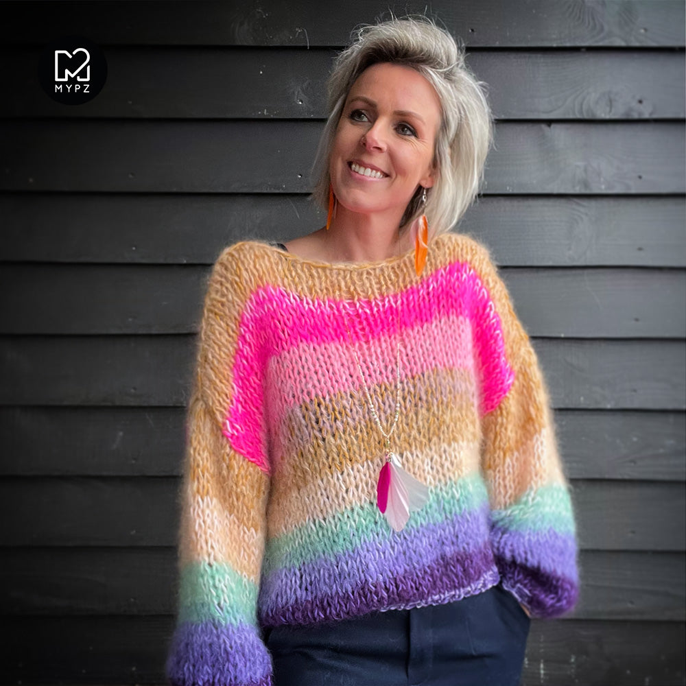 Knitting Kit – MYPZ Classic Mohair Pullover Rainbow No15 (ENG-NL)