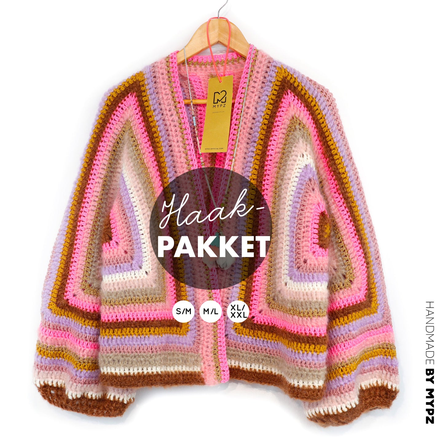 Haakpakket - MYPZ Hexagon Cardigan Moca Dreams (ENG-NL-DE)